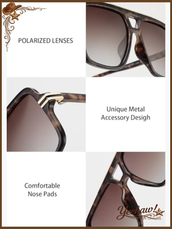 Retro Oversized Polarized Square Sunglasses Trendy Designer Big Rectangle Sun main image 7